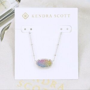 ✨NWT✨ Kendra Scott Elisa Watercolor Drusy silver pendant and necklace.